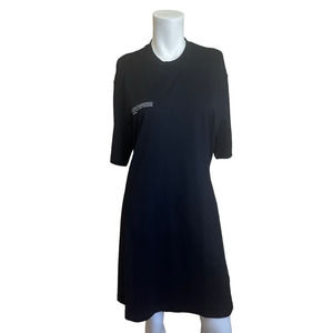 Pangaia Black Organic Cotton SeaCell Brand Logo Mini Dress sz Large New w/Tags